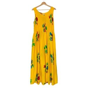 Tricia Yellow Floral Maxi Dress Summer Large Vacation Resortwear